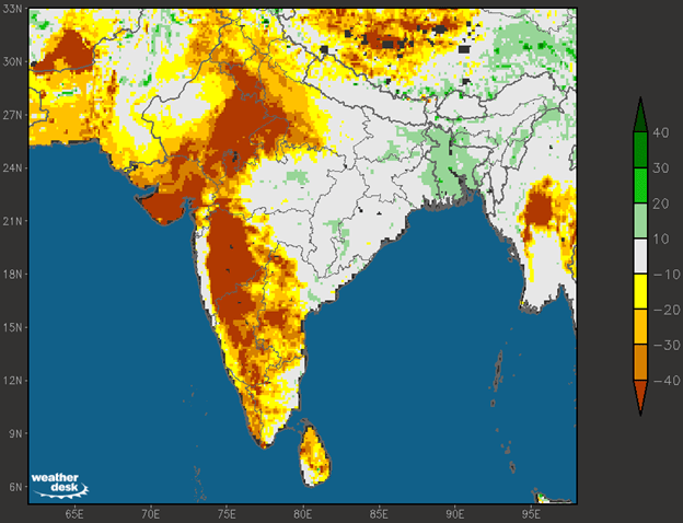 Subsoil Moisture Departure from Normal for September 1, 2015, from Global Weather Interactive. Source: Maxar